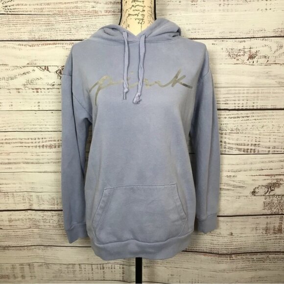 Pink Victorias Secret light purple Oversized logo size xsmall pullover hoodie - Picture 1 of 11